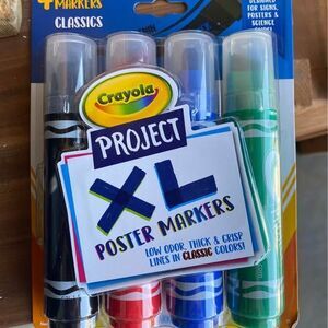 Crayola XL Poster Markers, Assorted Classic Colors, School Supplies, 4 Count